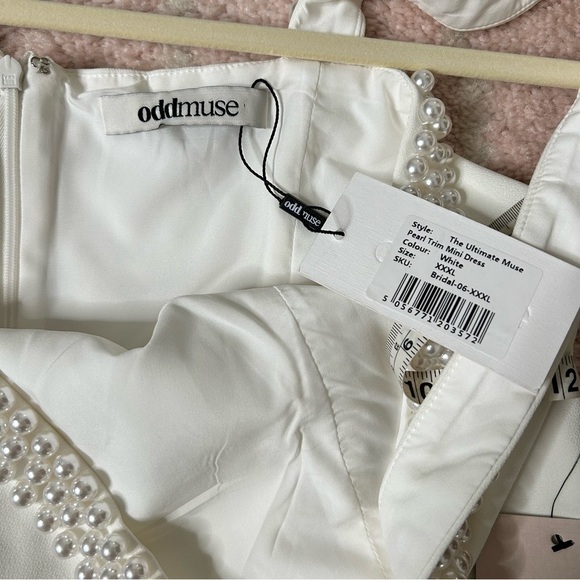 NWT Odd Muse Off White Mini Dress with Faux Pear Trim Size XXXL 14 Bridal Shower - Picture 4 of 15